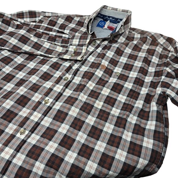 Wrangler George Strait Button Down Shirt Men's Medium Brown White Plaid Long Sle - Picture 1 of 5